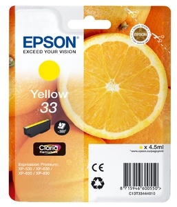 Epson Oranges C13T33444010 blekkpatroner 1 stk Original gul