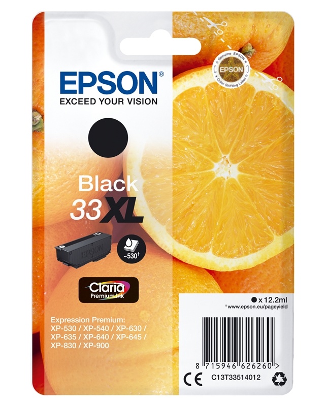 Epson Appelsiner Singlepack Black 33XL Claria Premium-blekk