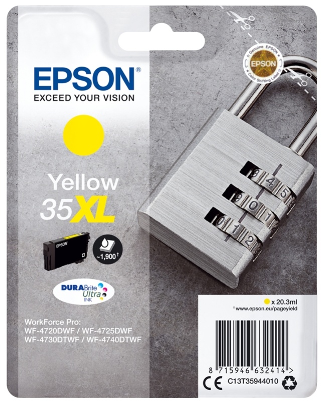 Epson Hengelås enkeltpakke gult 35XL DURABrite Ultra-blekk