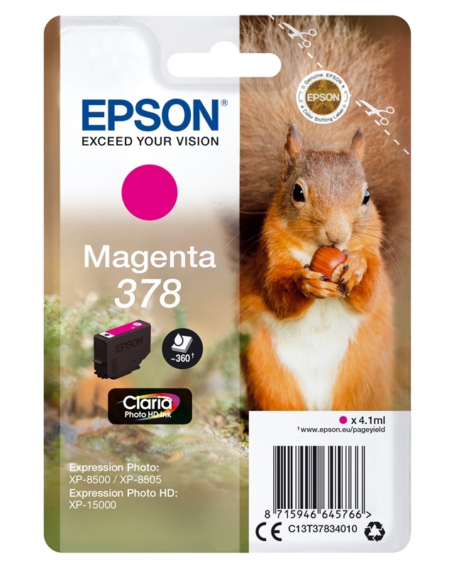 Epson Squirrel Singlepack Magenta 378 Claria Photo HD-blekk