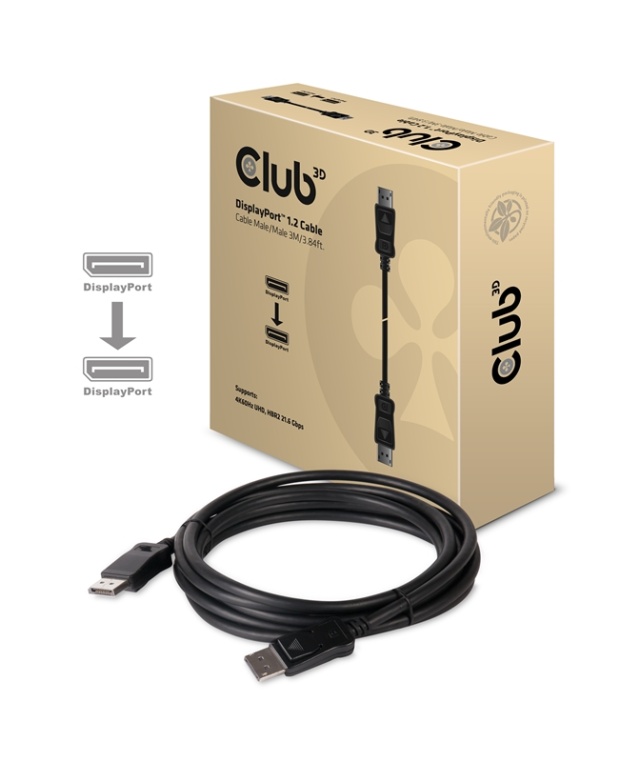 CLUB3D Displayport 1.2-kabel M/M 3Meter 4K60Hz 21,6 Gbps