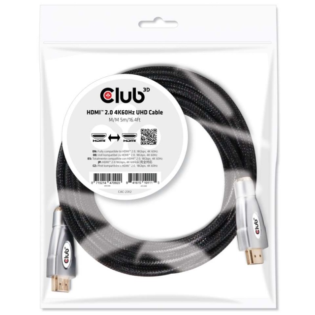 CLUB3D HDMI 2.0 4K60Hz UHD-kabel 5 m/16,4 fot