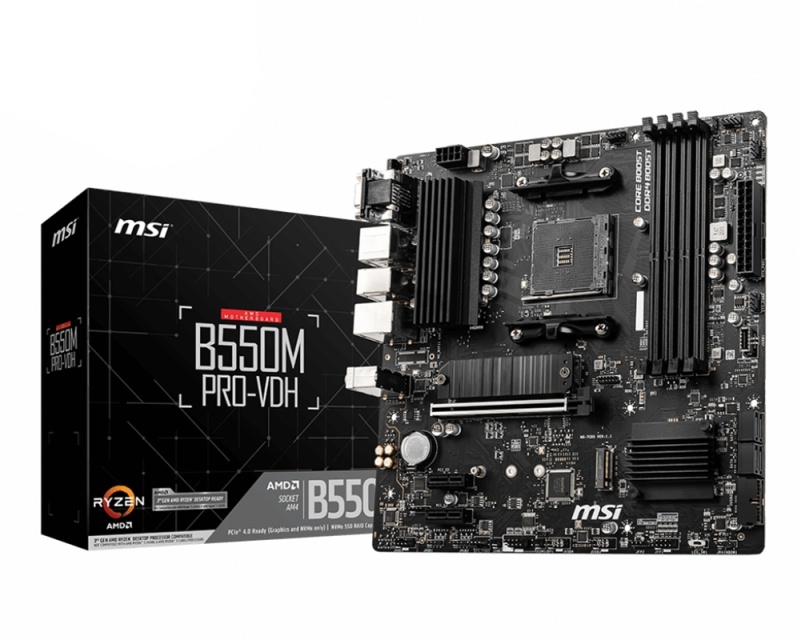 MSI B550M PRO-VDH moderkort AMD B550 Uttag AM4 micro ATX