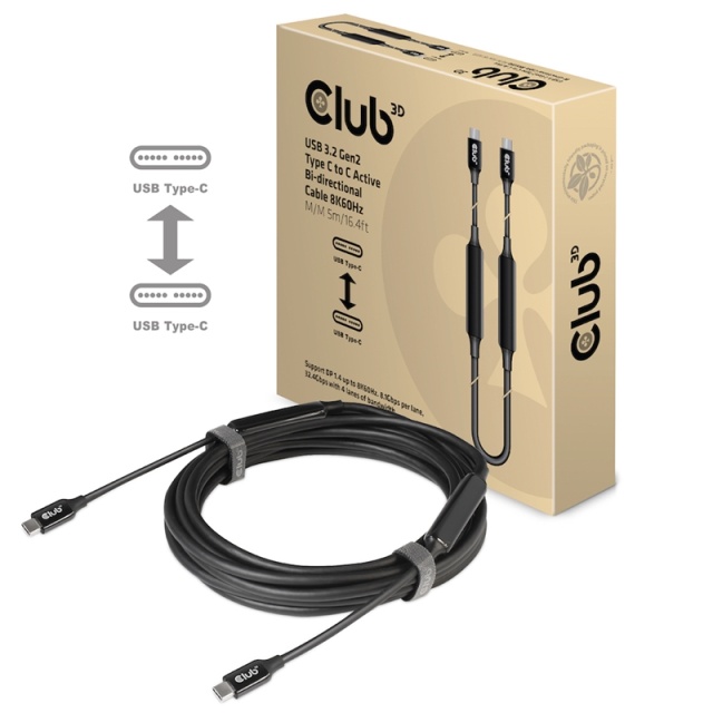 CLUB3D CAC-1535 USB-kabler 5 m USB 3.2 Gen 2 (3.1 Gen 2) USB C Svart