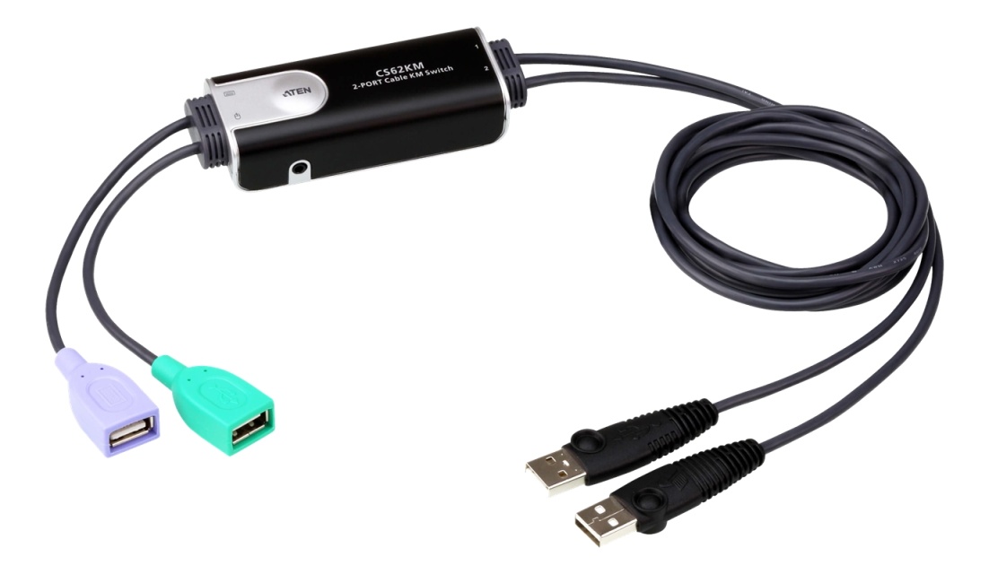 ATEN kM-bryter med 2-porters USB-kabel uten grenser