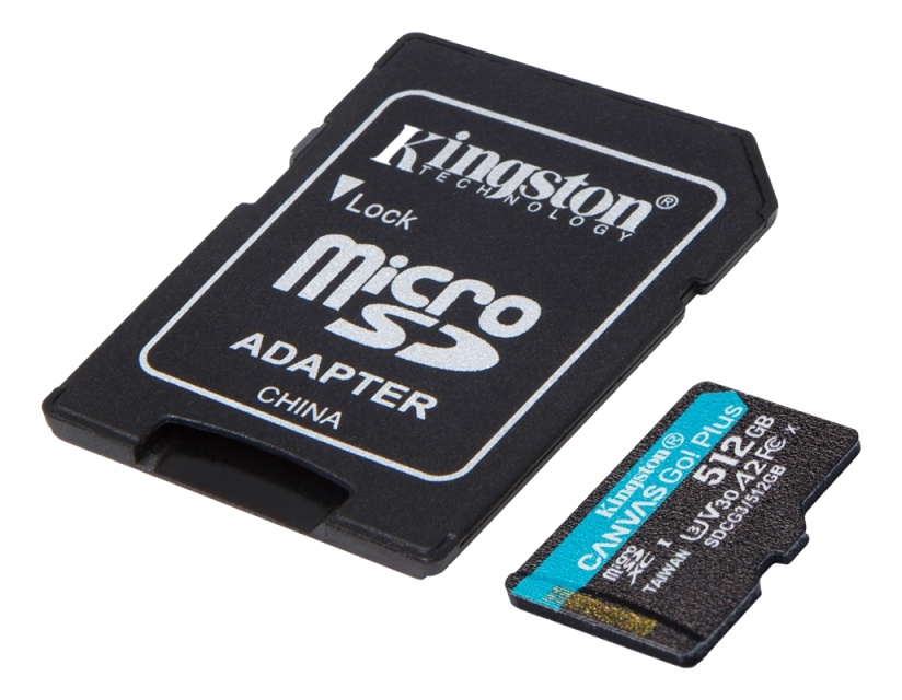 Kingston 512 GB microSDXC Canvas Go Plus 170R A2 U3 V30-kort + ADP