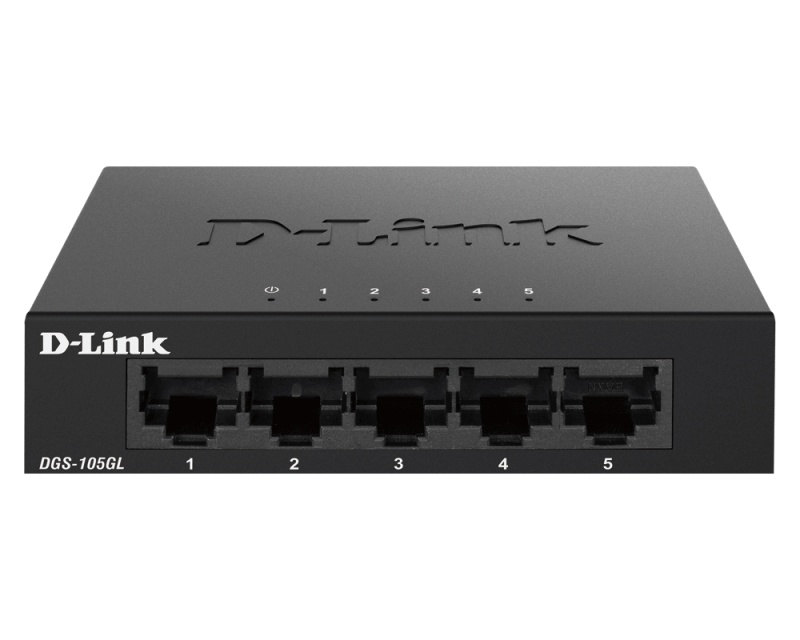 D-Link 5-porters Gigabit Ethernet-bryter i metallhus for ikke-administrert lys