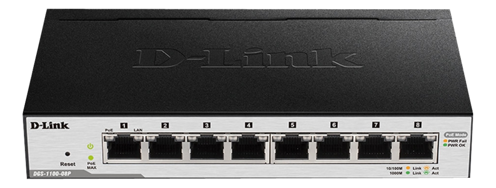 D-Link 8-port PoE Gigabit Smart Managed Switch, vifteløs design