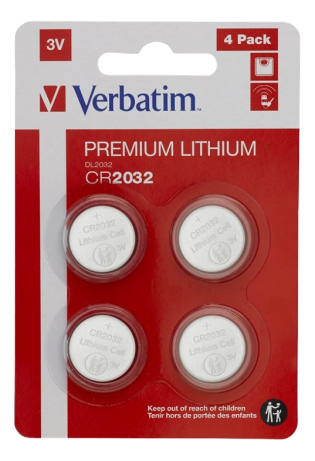 Verbatim LITIUMBATTERI CR2032 3V 4-PAKNING