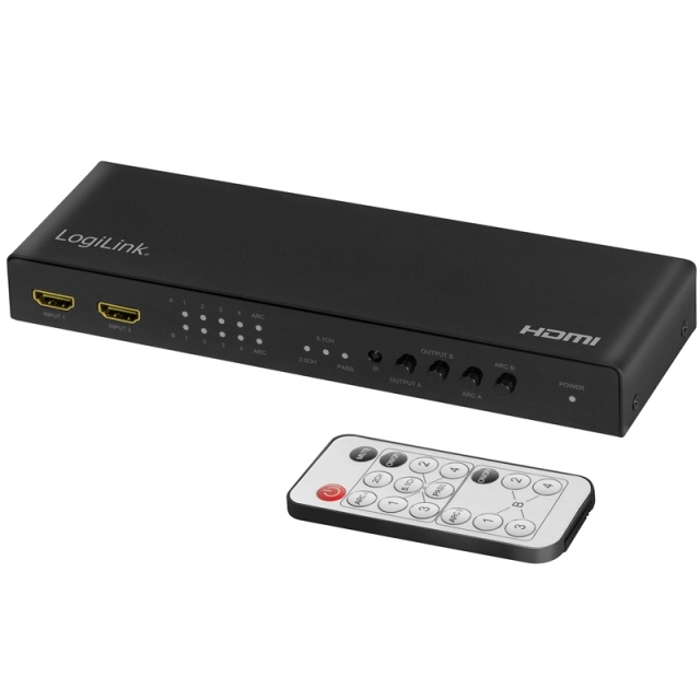 LogiLink HDMI-matrisebryter 4K/60 Hz ARC HDCP HDR CEC