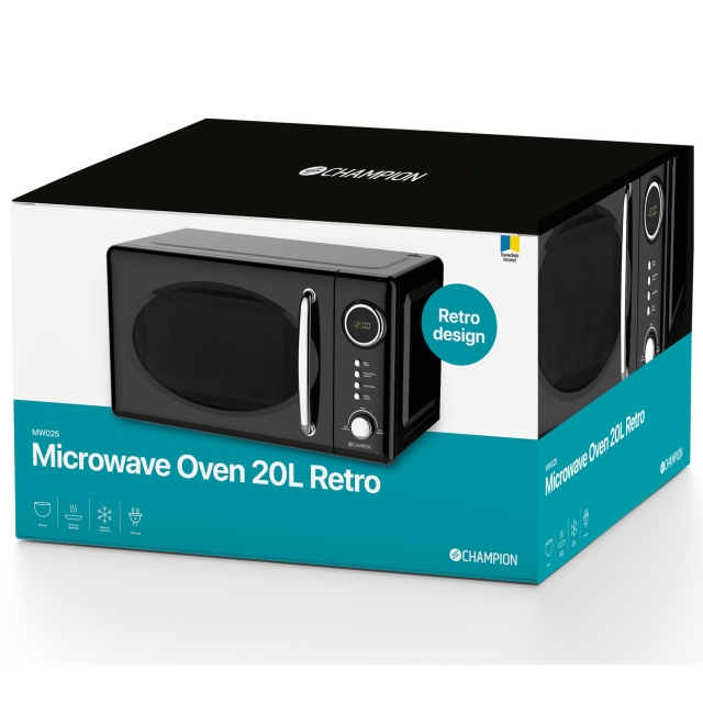 Champion Mikrobølgeovn Retro 20L 700W MW025 Svart