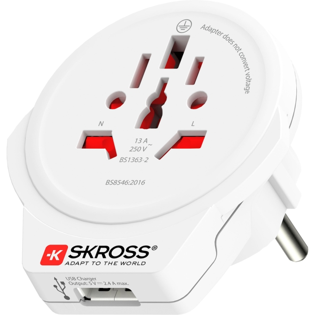 SKROSS Strømadapter Europa med USB