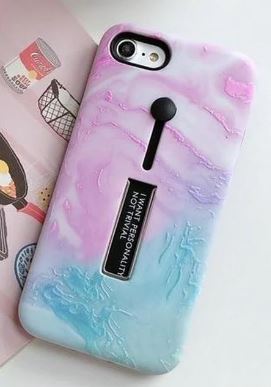 Fasjonabelt etui med fingerholder - iPhone 11 Pro Max, Rosa/blå