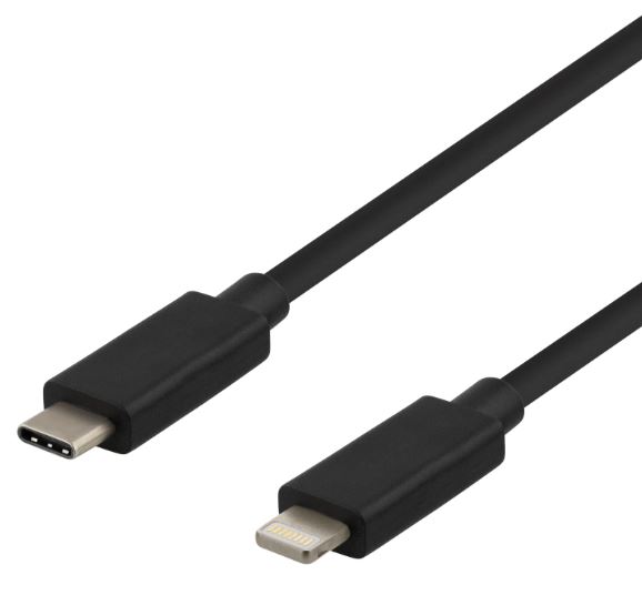 Kabel USB-C - Lightning, 2,4 A, 1 m, svart