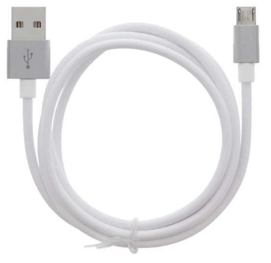 Kabel USB-A - MicroUSB 2,4A, 1 m, hvit