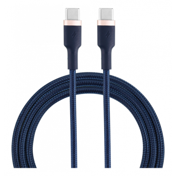 EPZI USB-C til USB-C-kabel, 60 W, flettet, 1 m - marineblå