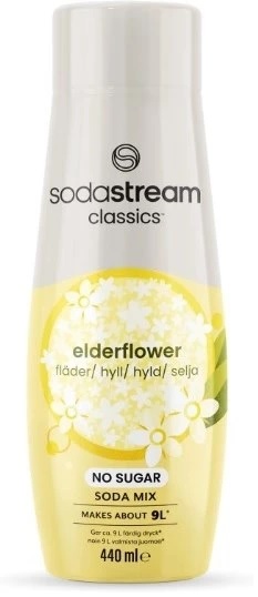 Sodastream Elderflower No Sugar 440ml, Gir ca. 9 liter ferdig drikke