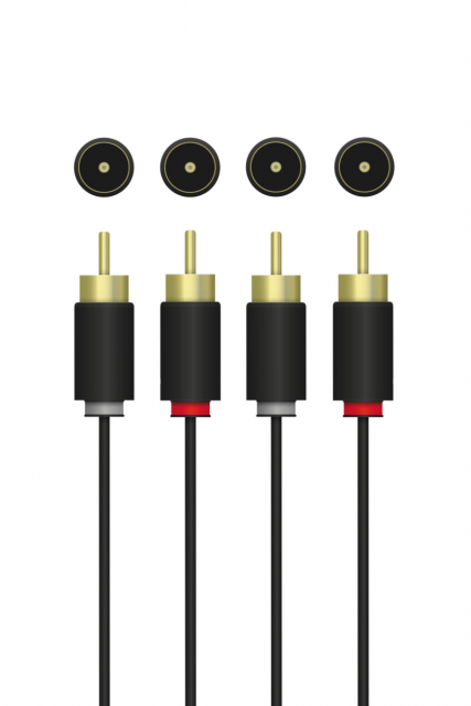 QNECT Stereo RCA-kabel, 2xRCA hann - 2xRCA hann, 3 m