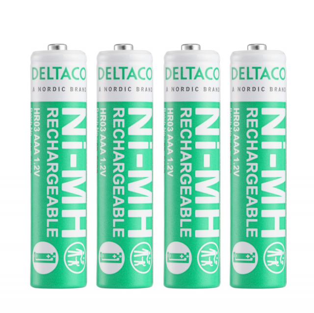 DELTACO Ultimate Ni-Mh oppladbar, LR03/AAA-størrelse, 750 mAh, 4-pk (SG)