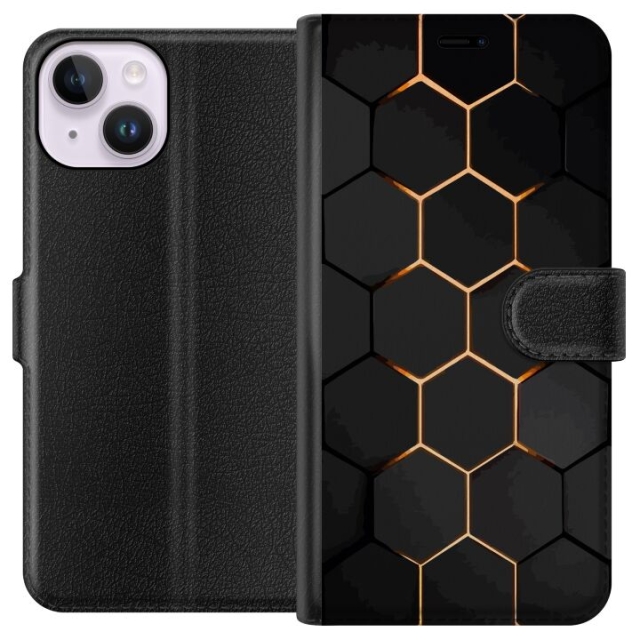 Lommeboketui til Apple iPhone 14 med Luksuriøst Mønster motiv