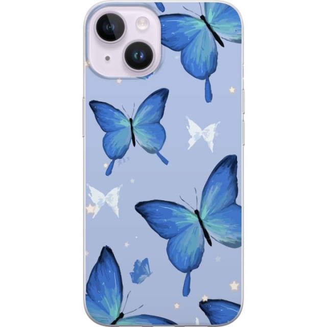 Mobildeksel til Apple iPhone 14 med Blå sommerfugler motiv