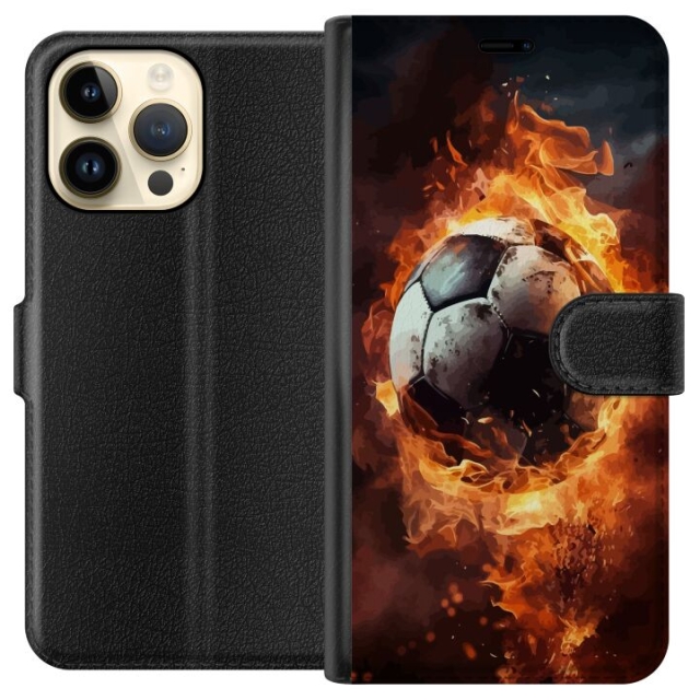 Lommeboketui til Apple iPhone 14 Pro Max med Fotball motiv