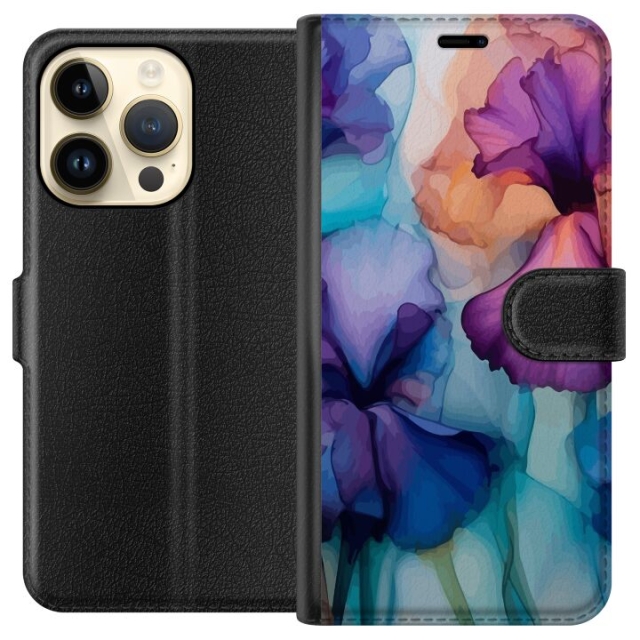 Lommeboketui til Apple iPhone 15 Pro med Magiske blomster motiv