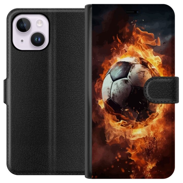 Lommeboketui til Apple iPhone 15 Plus med Fotball motiv