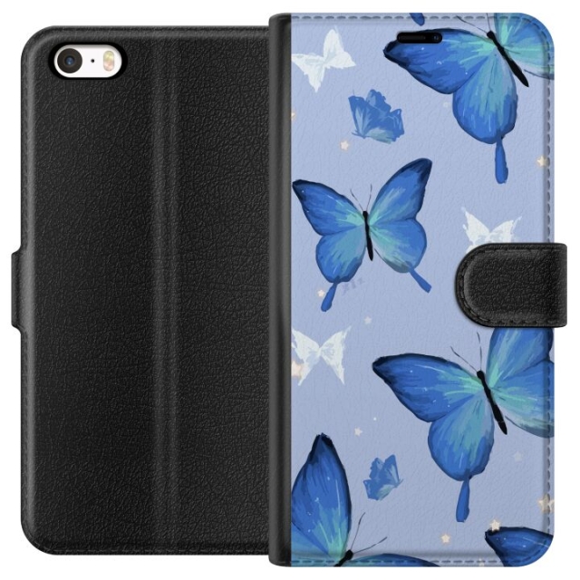 Lommeboketui til Apple iPhone 5s med Blå sommerfugler motiv