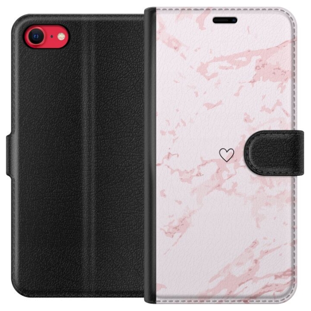 Lommeboketui til Apple iPhone SE (2020) med Rosa Hjerte motiv