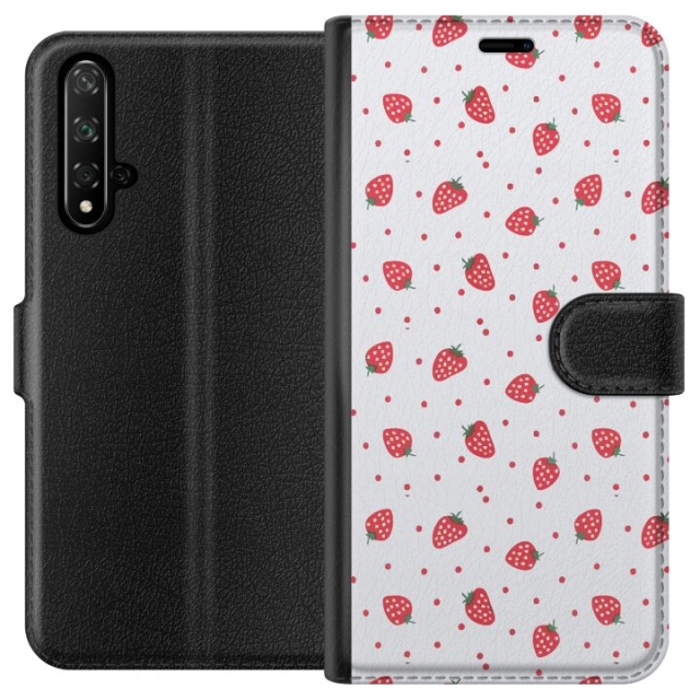 Lommeboketui til Honor 20 med Jordbær motiv