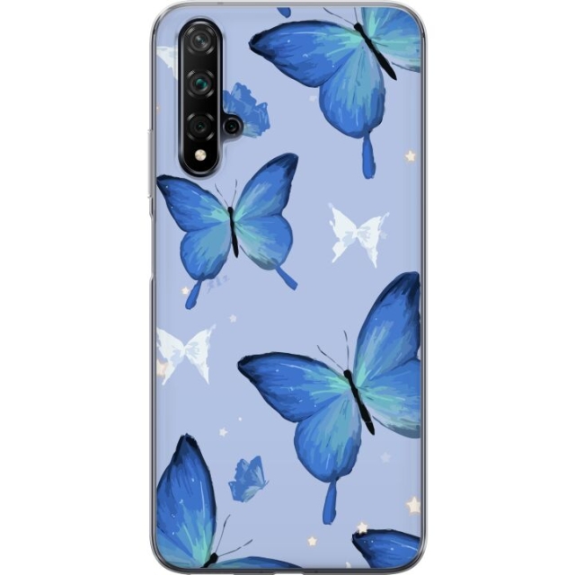 Mobildeksel til Huawei nova 5T med Blå sommerfugler motiv