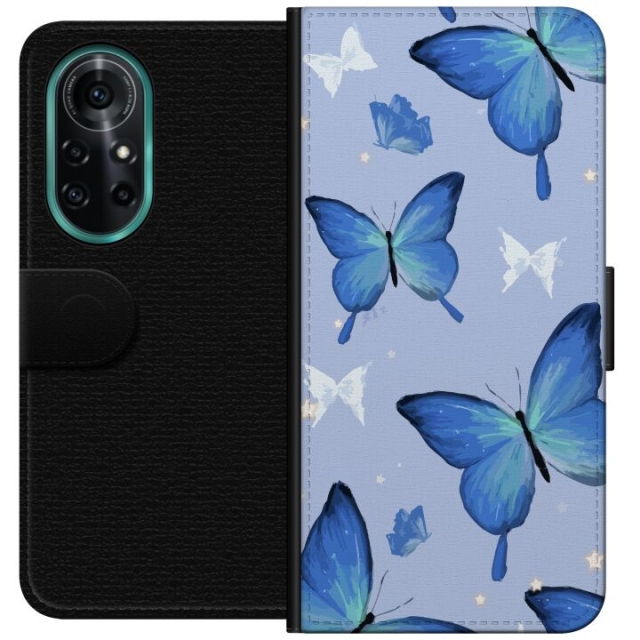 Lommeboketui til Huawei nova 8 Pro med Blå sommerfugler motiv