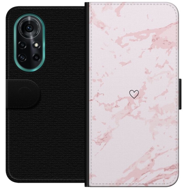 Lommeboketui til Huawei nova 8 Pro med Rosa Hjerte motiv