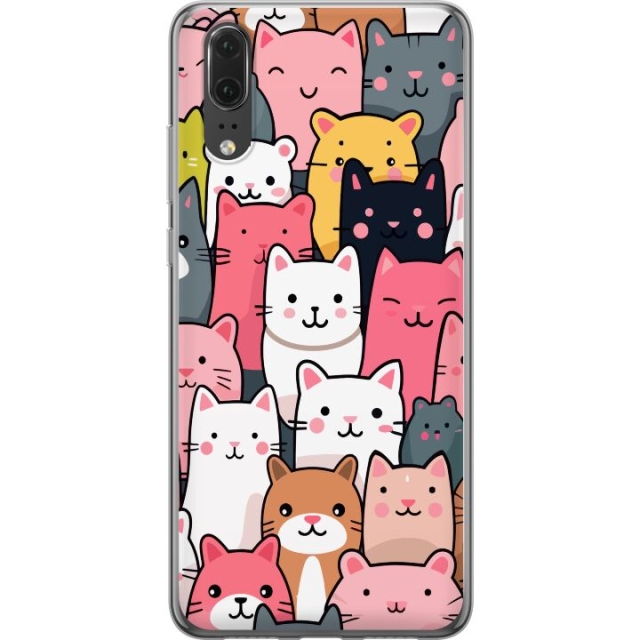 Mobildeksel til Huawei P20 med Kattmønster motiv