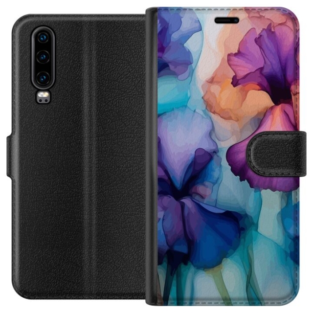 Lommeboketui til Huawei P30 med Magiske blomster motiv