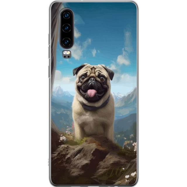 Mobildeksel til Huawei P30 med Glad Hund motiv