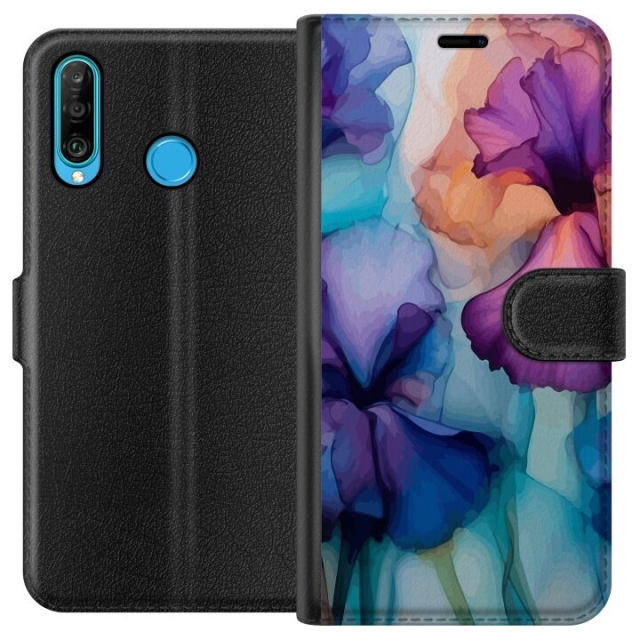 Lommeboketui til Huawei P30 lite med Magiske blomster motiv