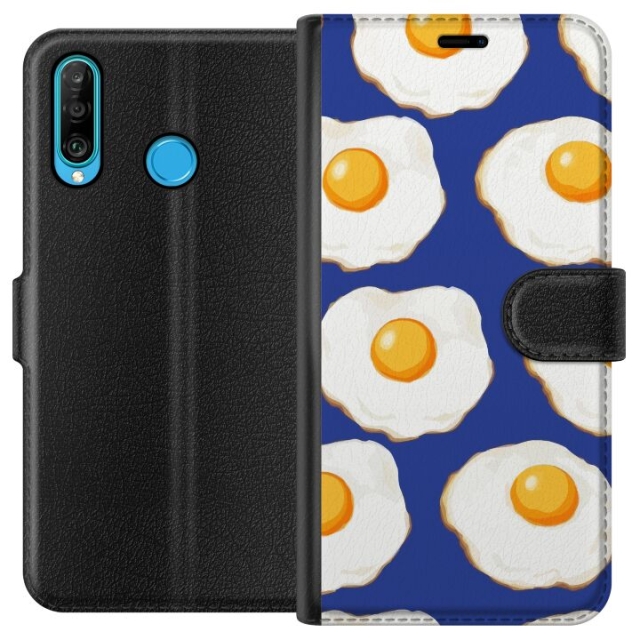 Lommeboketui til Huawei P30 lite med Stekte egg motiv