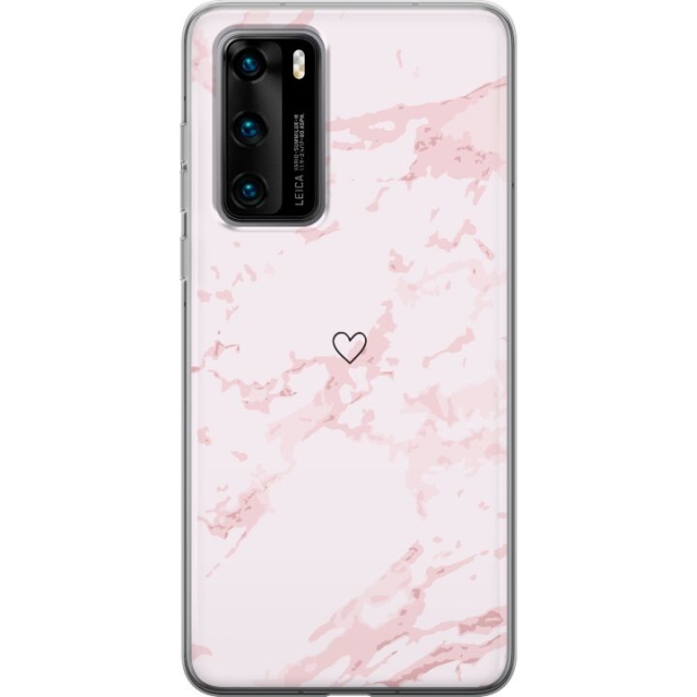 Mobildeksel til Huawei P40 med Rosa Hjerte motiv