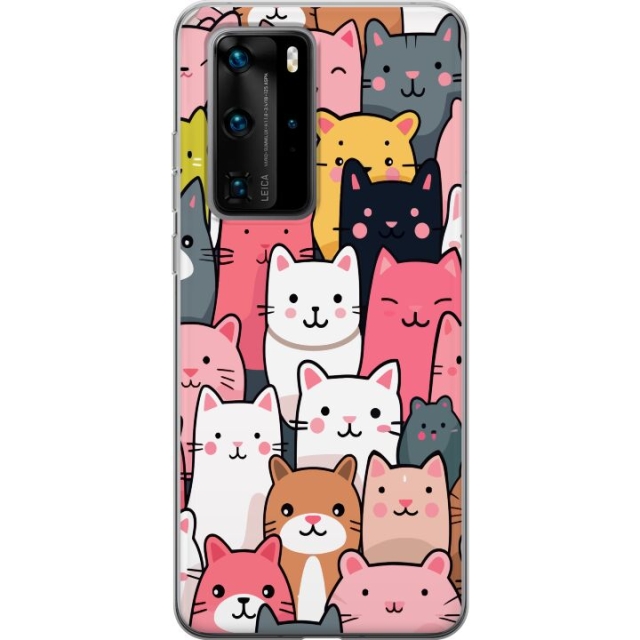 Mobildeksel til Huawei P40 Pro med Kattmønster motiv