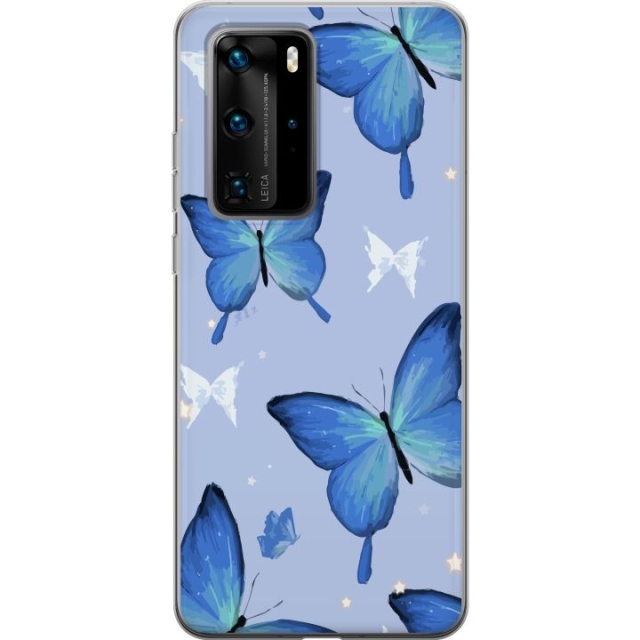 Mobildeksel til Huawei P40 Pro med Blå sommerfugler motiv