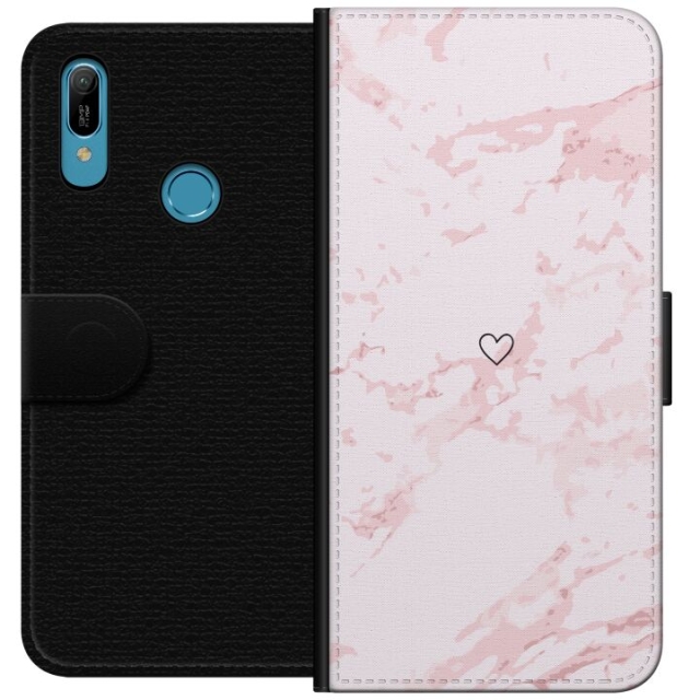 Lommeboketui til Huawei Y6 (2019) med Rosa Hjerte motiv
