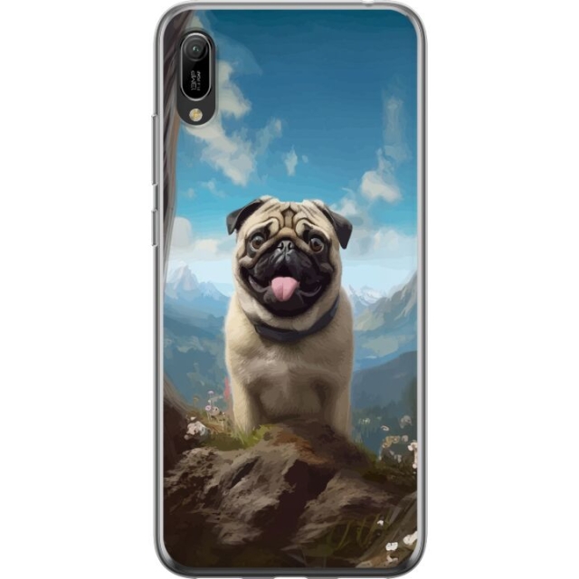 Mobildeksel til Huawei Y6 Pro (2019) med Glad Hund motiv
