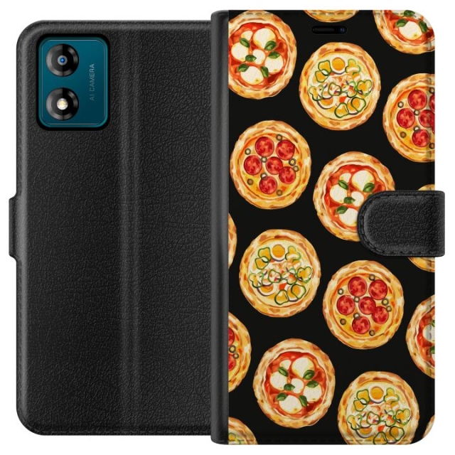 Lommeboketui til Motorola Moto E13 med Pizza motiv