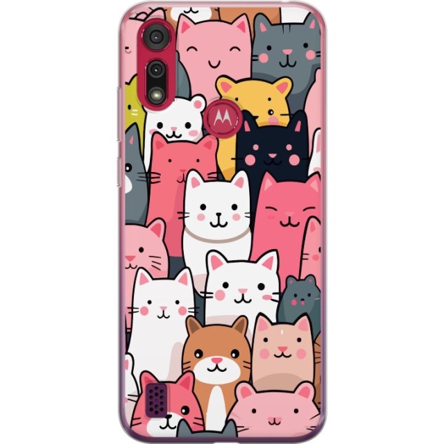 Mobildeksel til Motorola Moto E6s (2020) med Kattmønster motiv