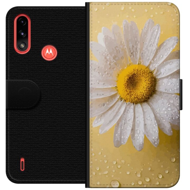 Lommeboketui til Motorola Moto E7 Power med Porselensblomst motiv