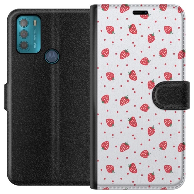 Lommeboketui til Motorola Moto G50 med Jordbær motiv