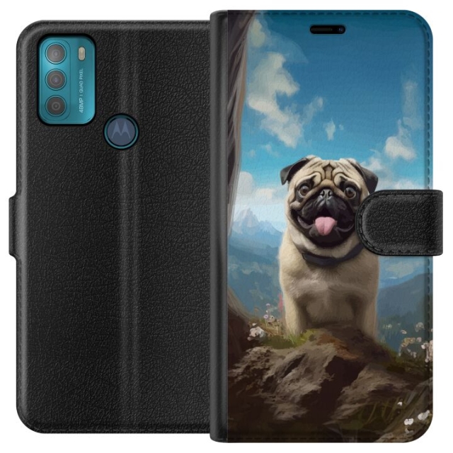 Lommeboketui til Motorola Moto G50 med Glad Hund motiv