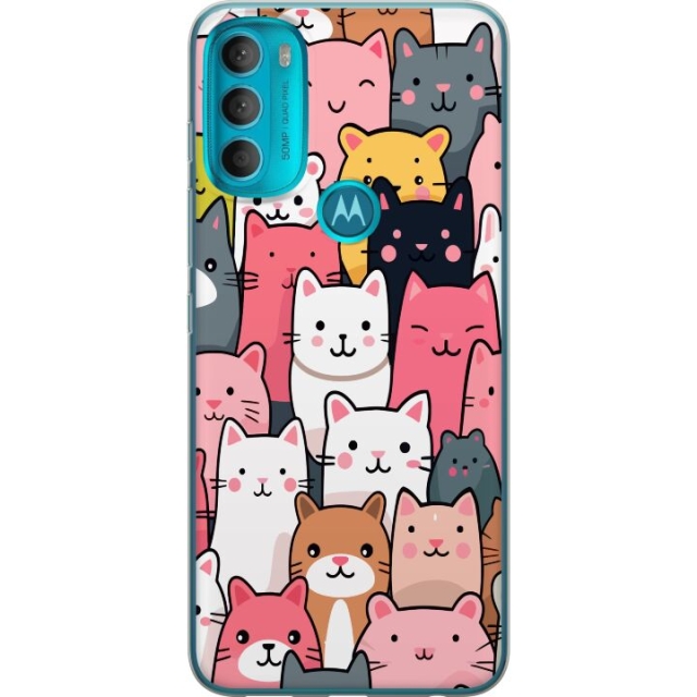 Mobildeksel til Motorola Moto G71 5G med Kattmønster motiv
